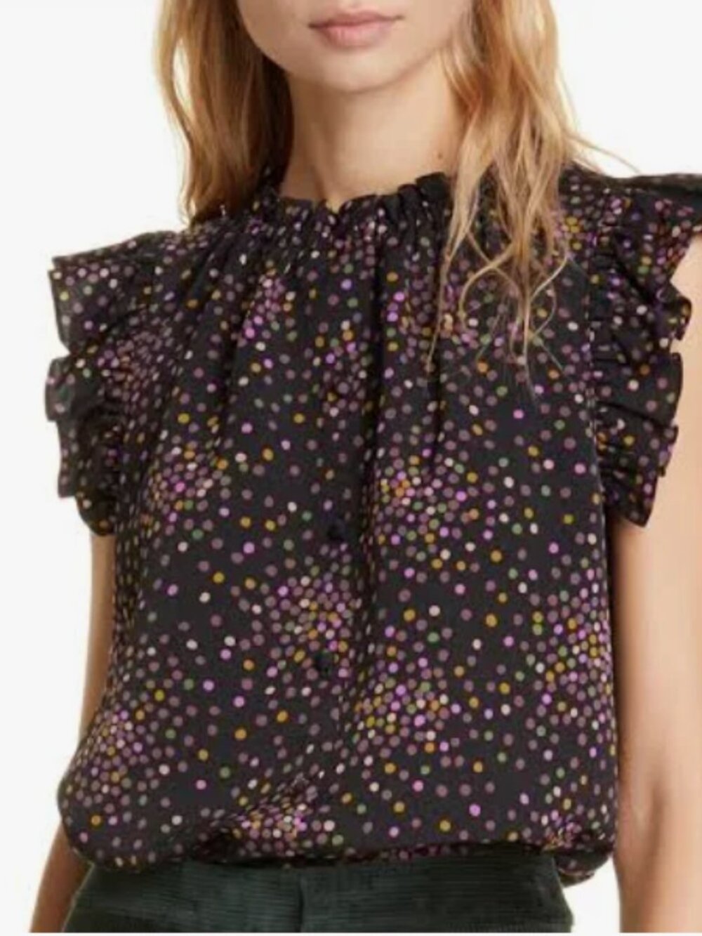 kate spade black disco dots shell top XS